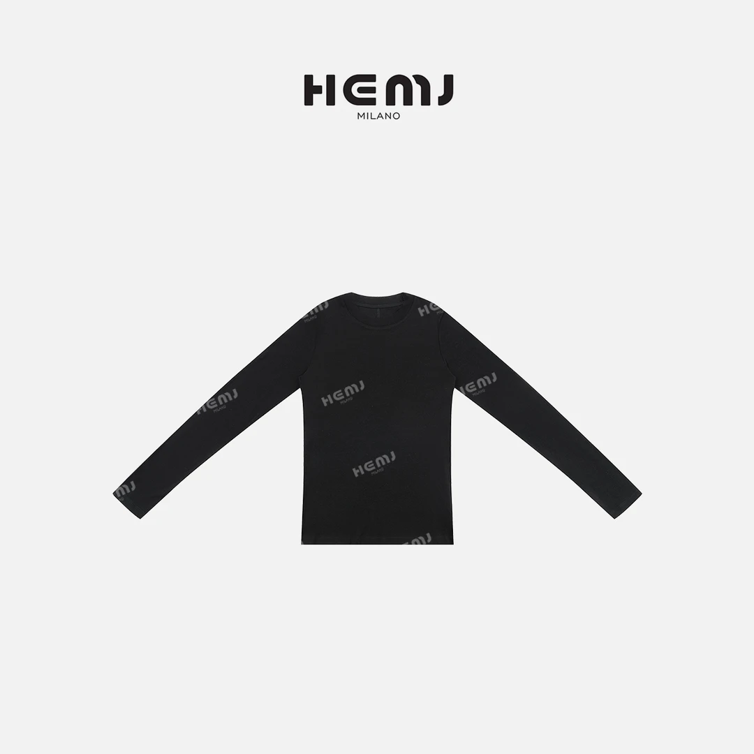 HEMJ 和梦洁"浪漫马黛"经典圆领毛边设计百搭基础T恤 MD1A0162