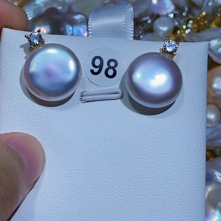 银S925镶嵌耳饰淡水珍珠