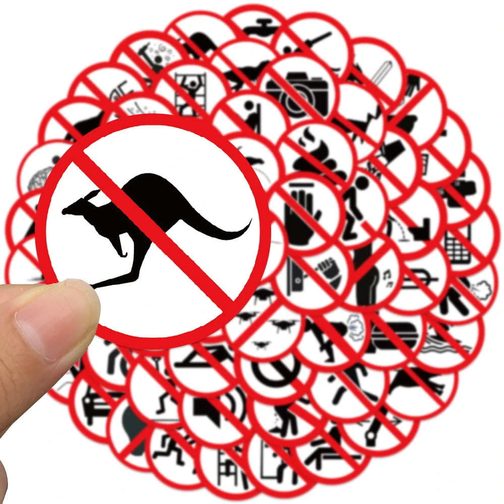 【艺凡】62张搞笑禁止标识贴纸装饰行李箱笔记本警示标志PVC防水涂