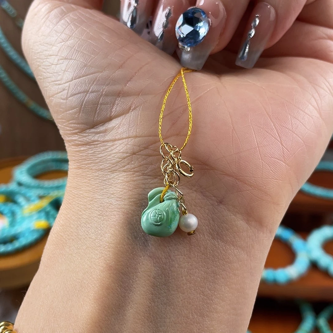 绿松石未镶嵌珠宝半成品菜籽钱袋卡8.3