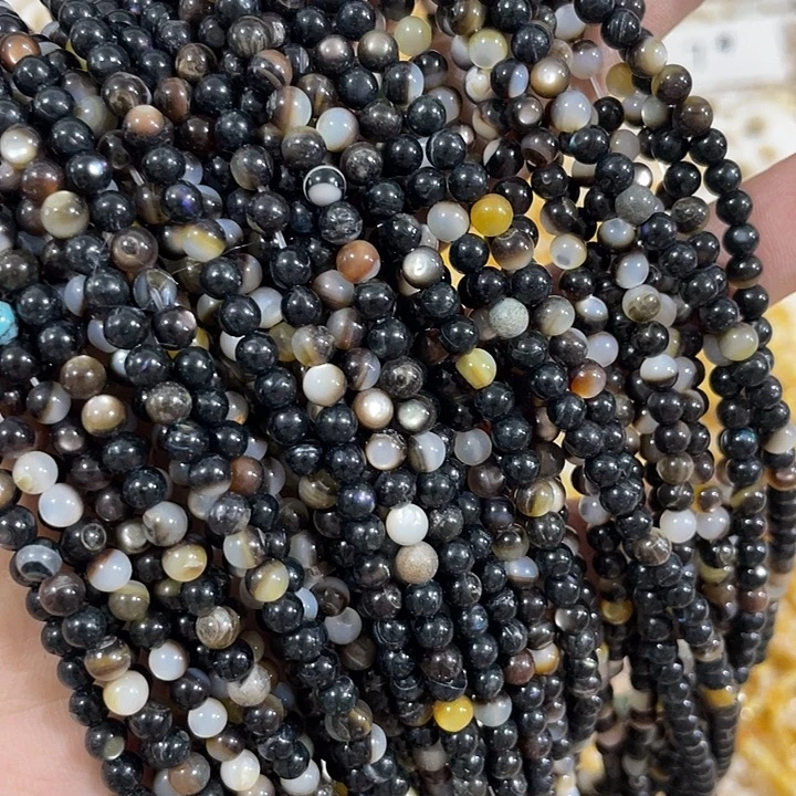 贝壳非金属一条4mm黑蝶贝圆珠福利