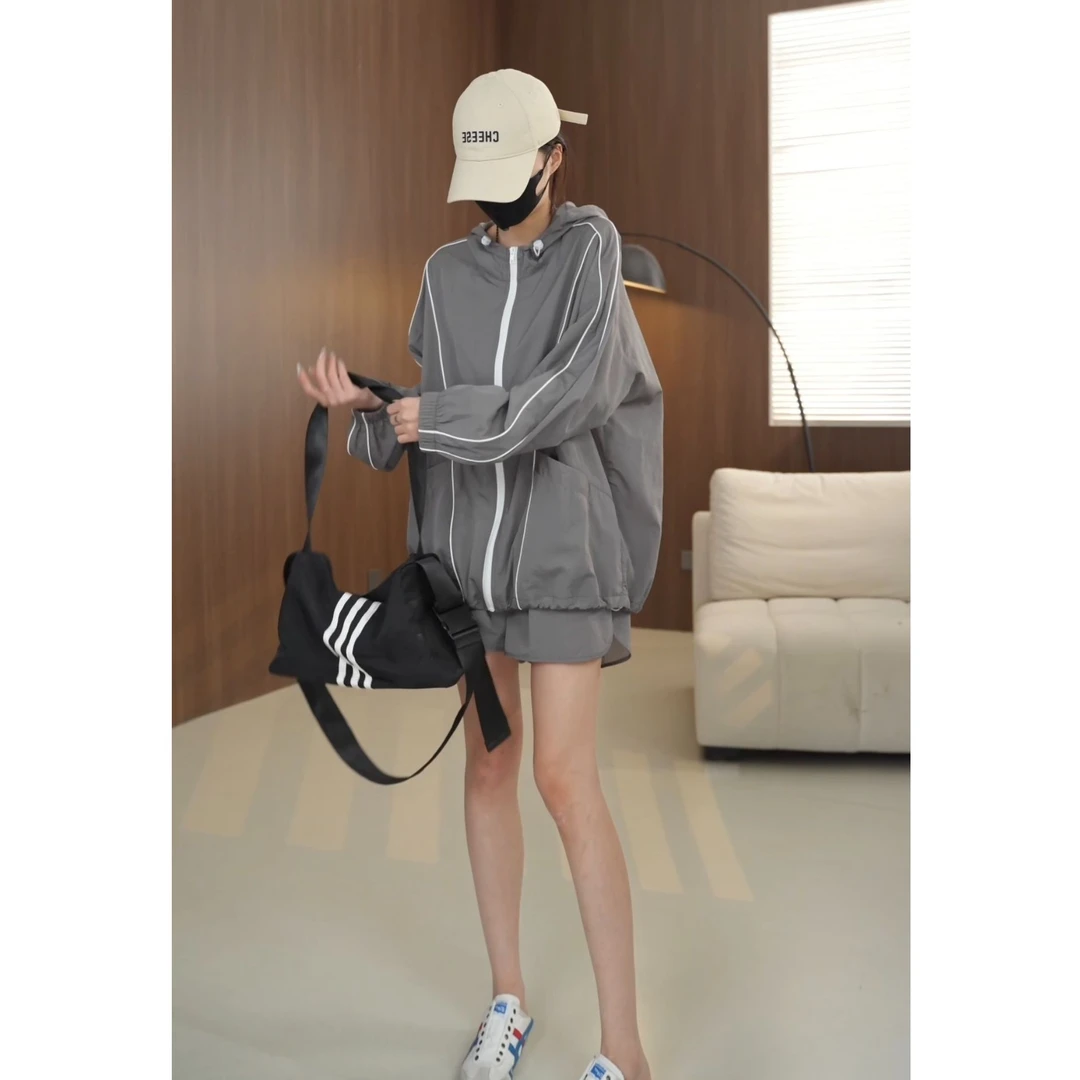 硕哥凉感撞色防晒套装出游通勤必备休闲显瘦撞色设计 23187