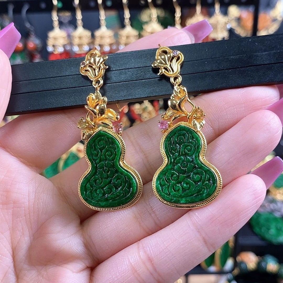 翡翠银S925镶嵌耳饰耳饰