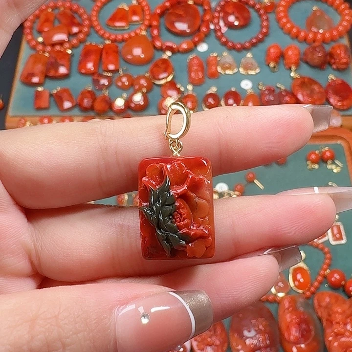 南红玛瑙银S925镶嵌吊坠