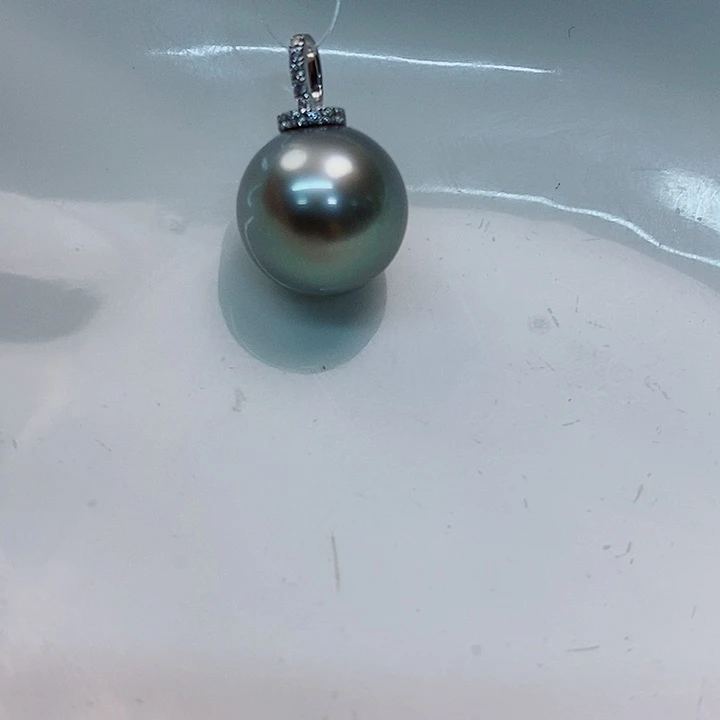 海水珍珠吊坠(不含链)18K金镶嵌11~12