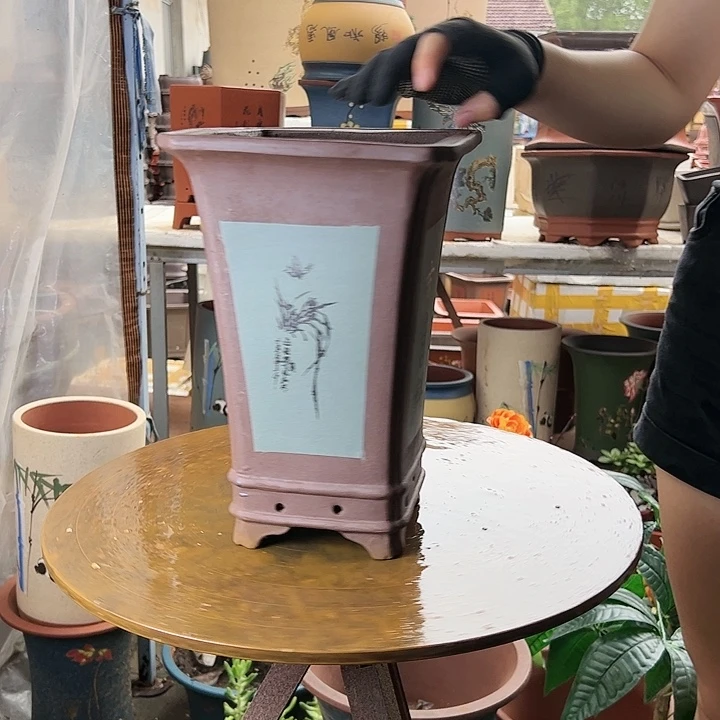 宜兴紫砂花盆19绿四方