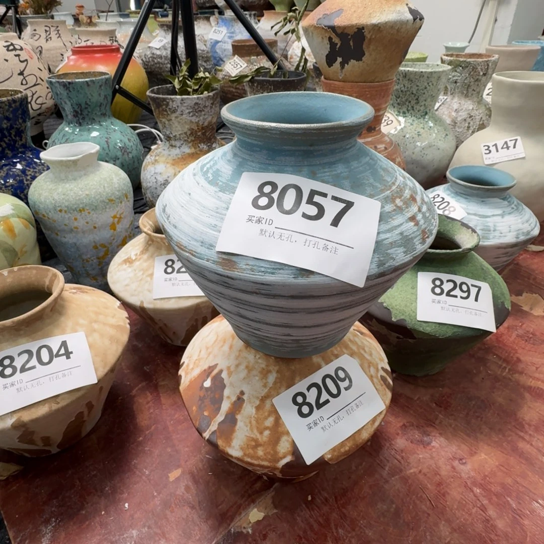 摆件陶花瓶默认无孔口6高17编码8057