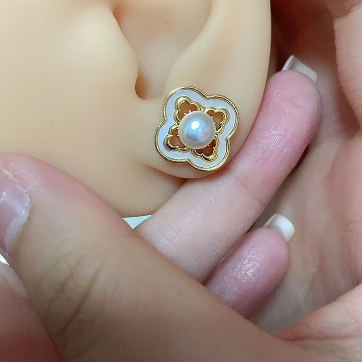 合金淡水珍珠耳饰