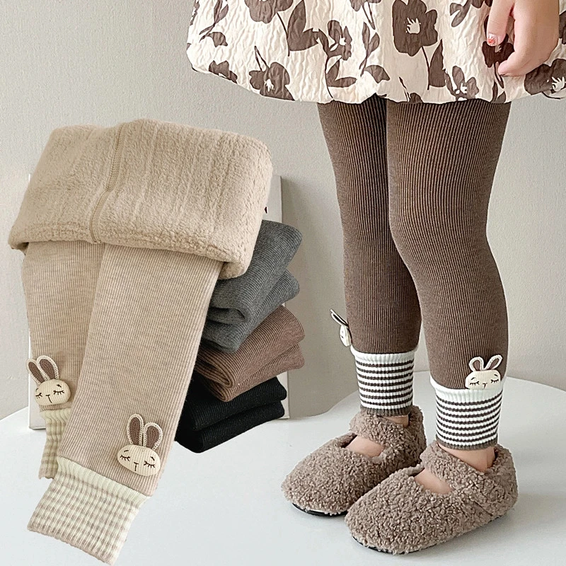 女宝宝秋冬款加绒加厚婴幼儿大PP打底裤冬儿童保暖棉裤九分长裤子