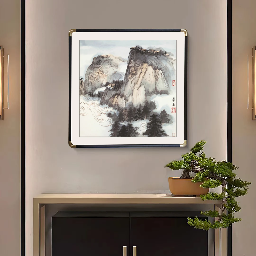新中式山水风景入户玄关客厅沙发背景墙装饰画5050