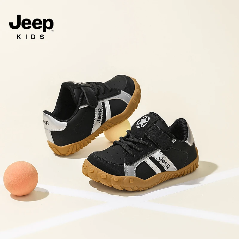Jeep男童鞋子宝宝学步鞋秋季新款小童皮面女童稳步鞋鞋儿童机能鞋