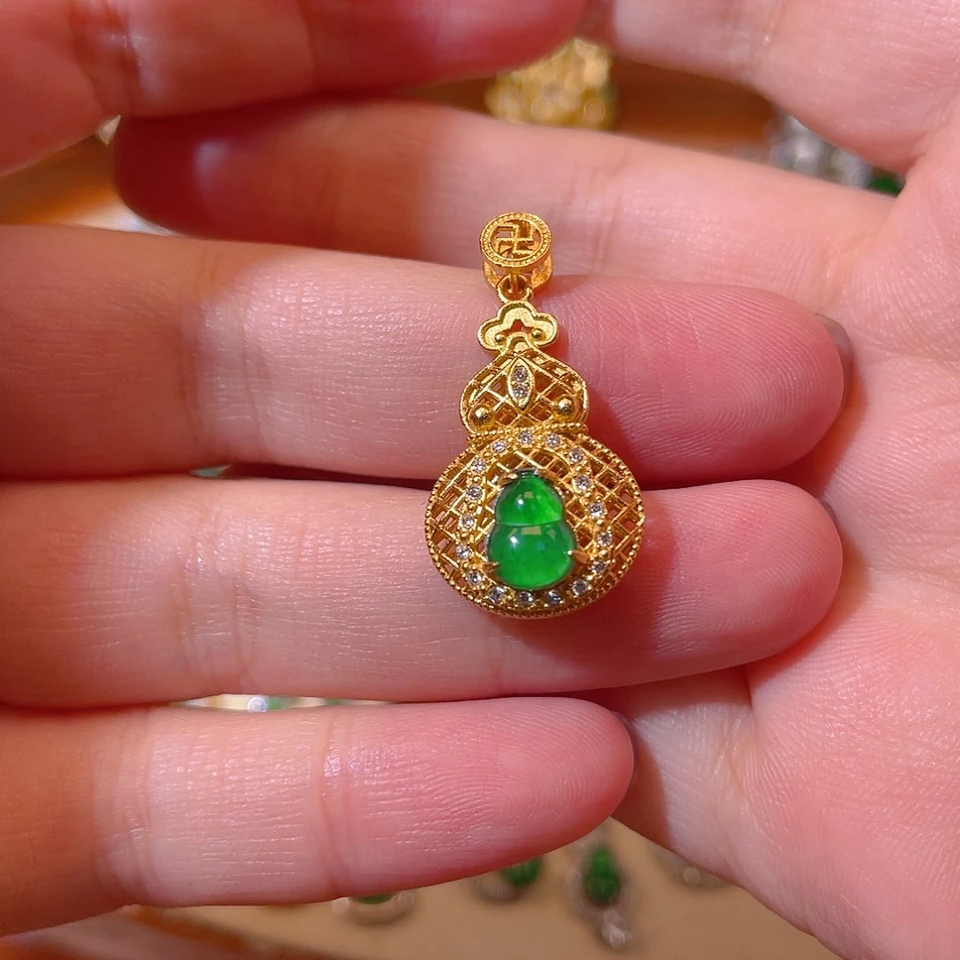 吊坠(不含链)银S925镶嵌翡翠