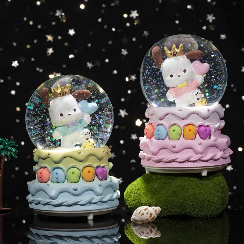 可爱帕恰狗发光水晶球玩具音乐盒女生生日礼物房间桌面装饰