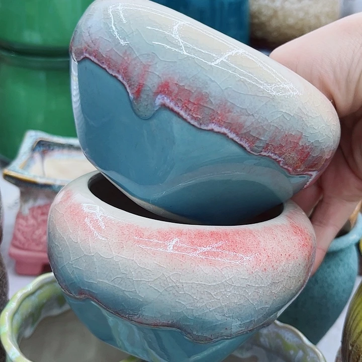 多肉绿植陶瓷花盆9.9包邮，有孔