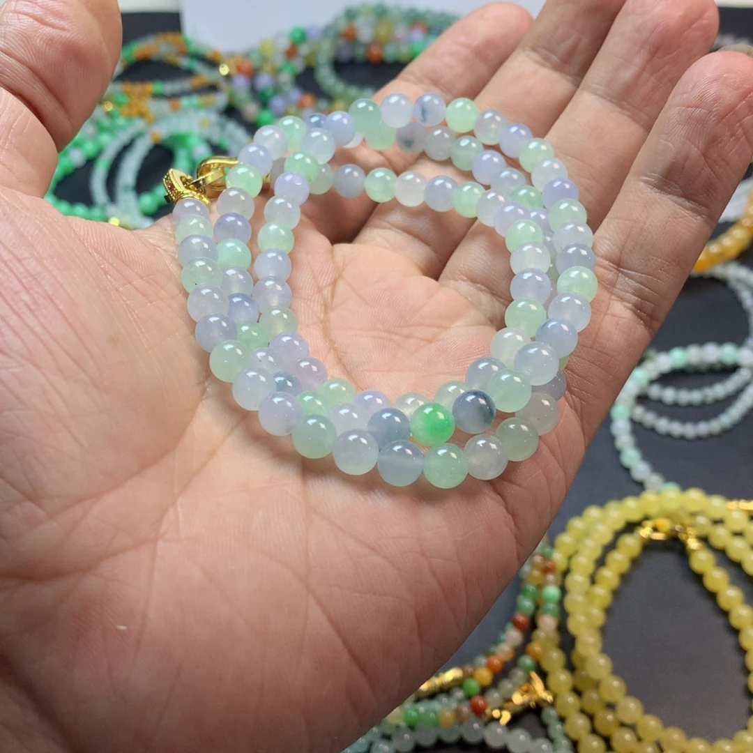 定制翡翠未镶嵌6.4紫罗兰长串