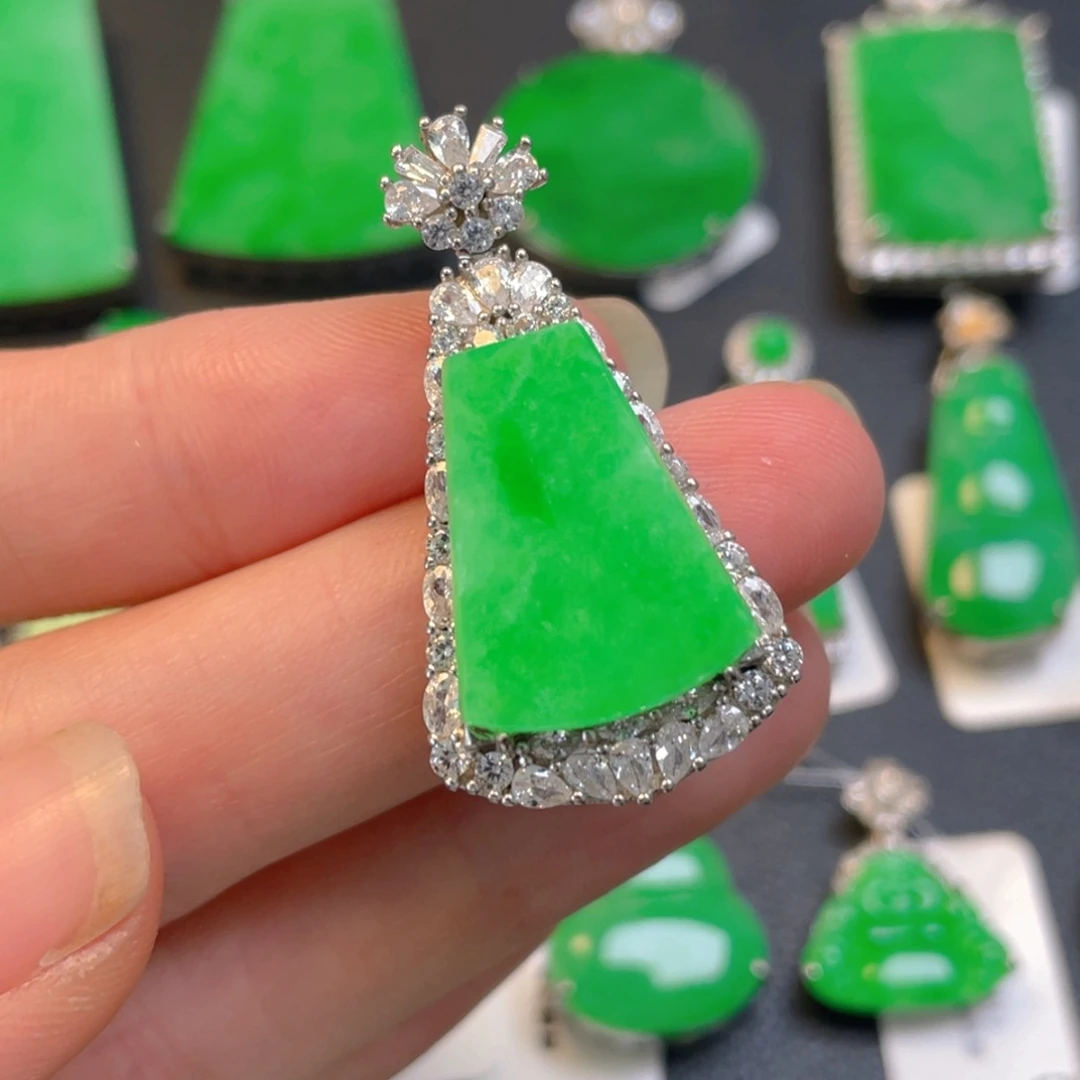 翡翠银S925镶嵌吊坠(不含链)