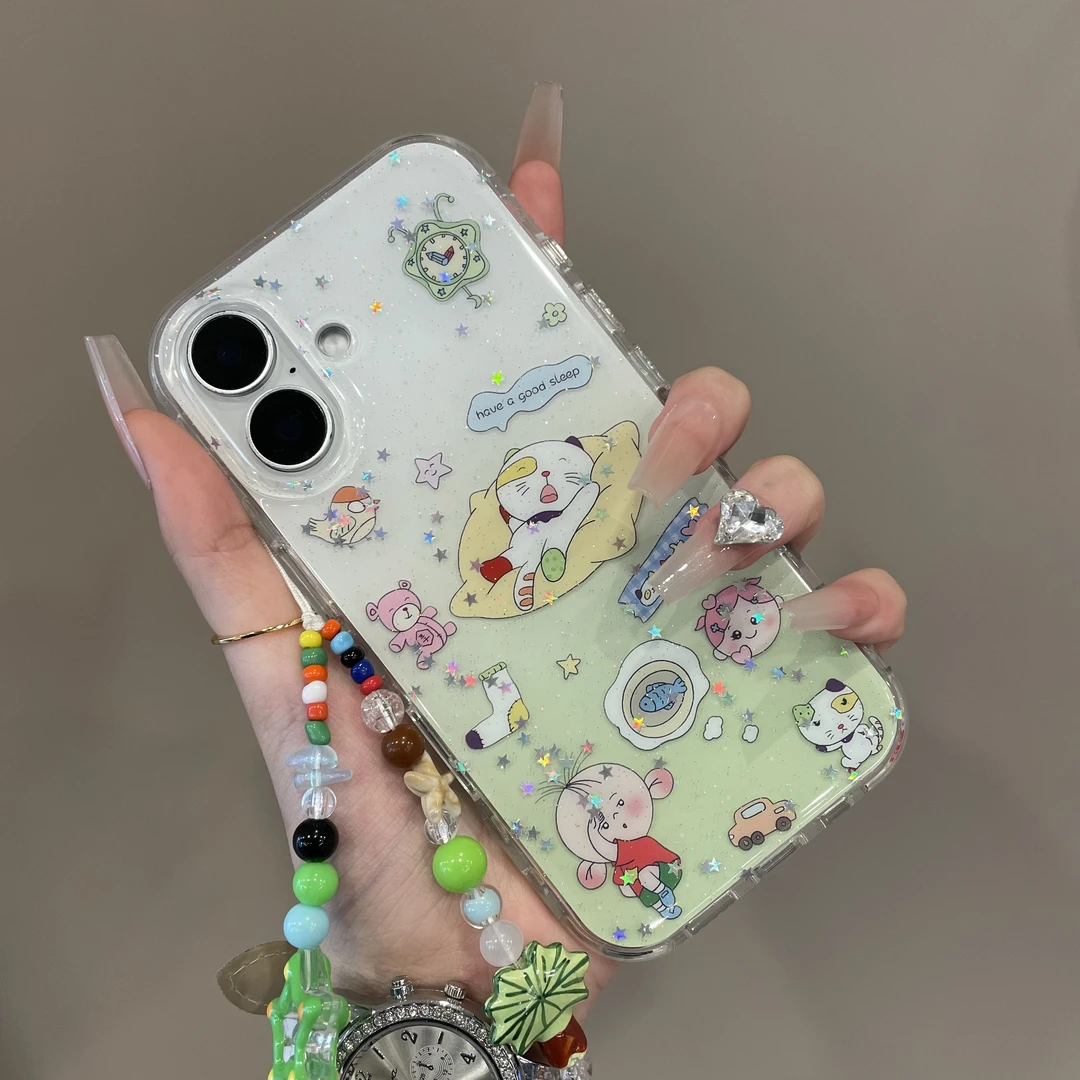 童趣卡通图图小怪渐变细闪适用iPhone16手机壳15pro创意14个性13