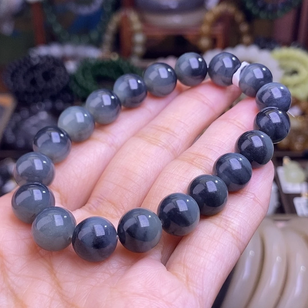 和田玉未镶嵌颈饰老矿料青花手串10m