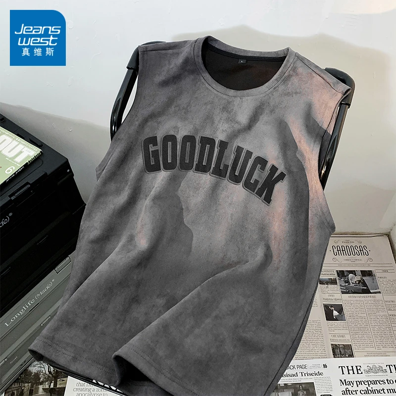 真维斯背心男款T夏季外穿薄款速干上衣篮球运动坎肩健身美式无袖