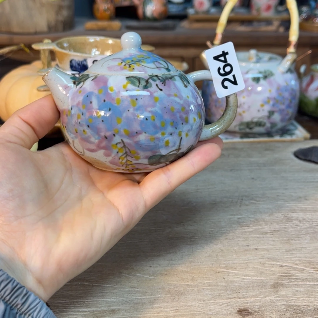 壶素浅陶瓷手工手绘