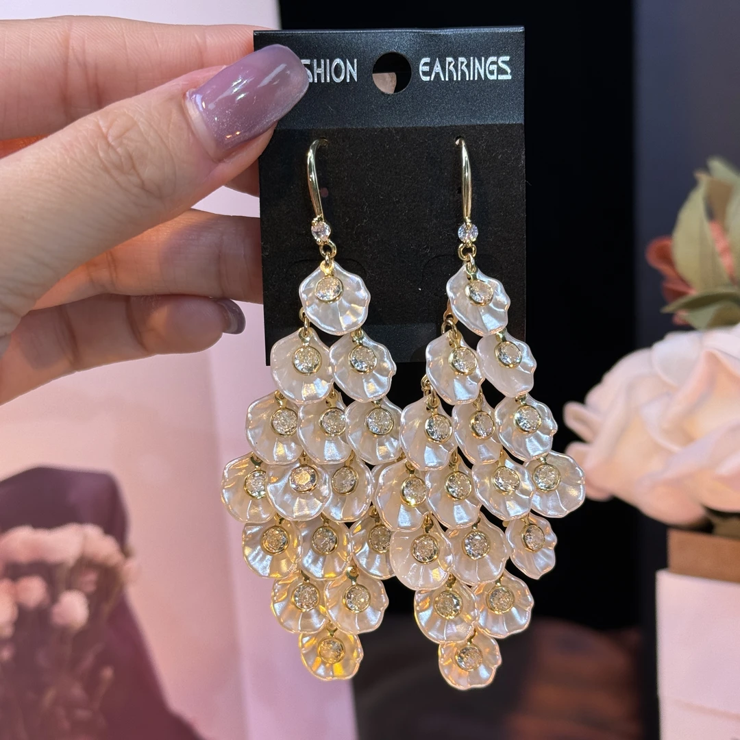 铜合金耳饰 雅云】气质轻奢时尚个性长款耳坠大气奢华耳钩夸张优雅