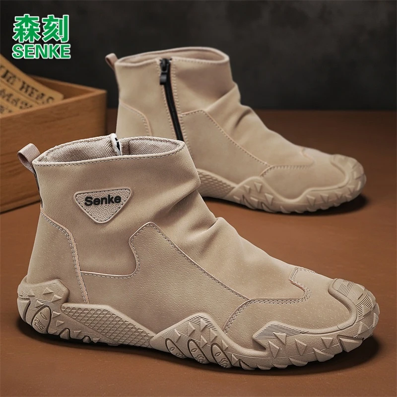 森刻男鞋2025冬季新款百搭时尚防水防滑休闲运动跑步防滑耐磨潮鞋