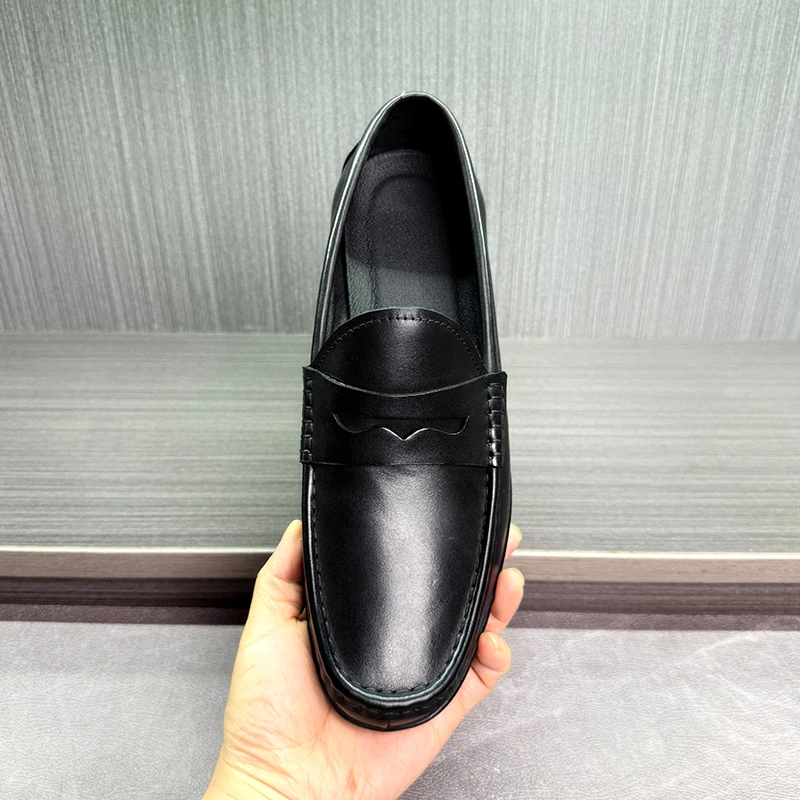 夏季一脚蹬豆豆鞋男真皮百搭英伦风软底软面平底透气休闲皮鞋男潮