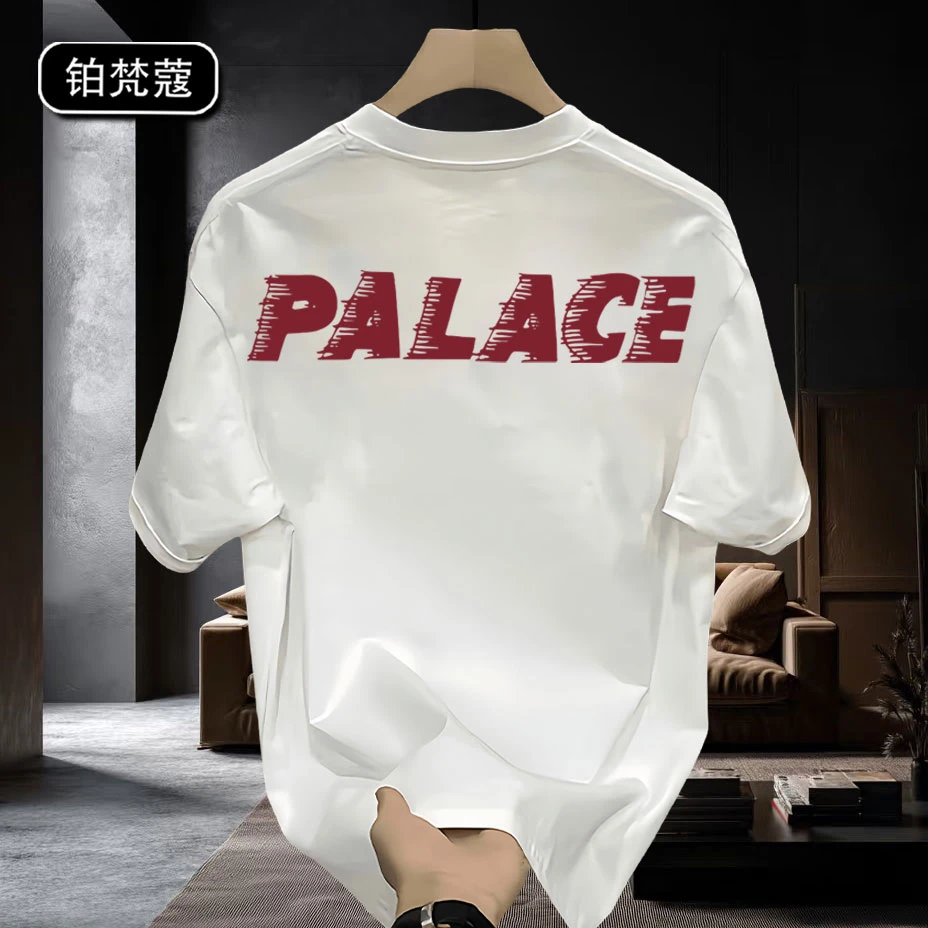 铂梵蔻宽松美式潮休闲大码T恤上衣夏季男士圆领痞帅纯棉印花短袖
