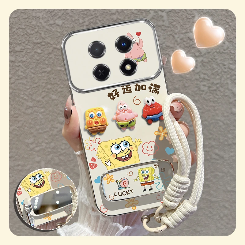 适用荣耀x20手机壳好运加满大视窗硅胶防摔全包保护创意女款卡通