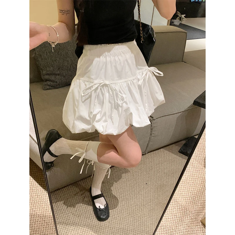 恩呐studio||原版品质设计感蝴蝶结绑带蓬蓬裙半身裙女甜美花苞裙