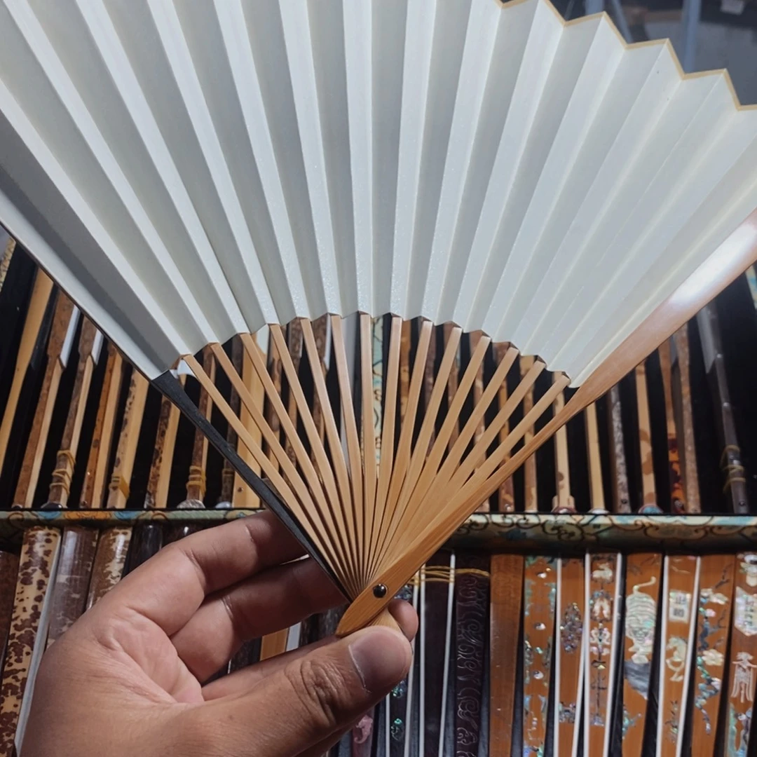 扇子半老合青纯手工
