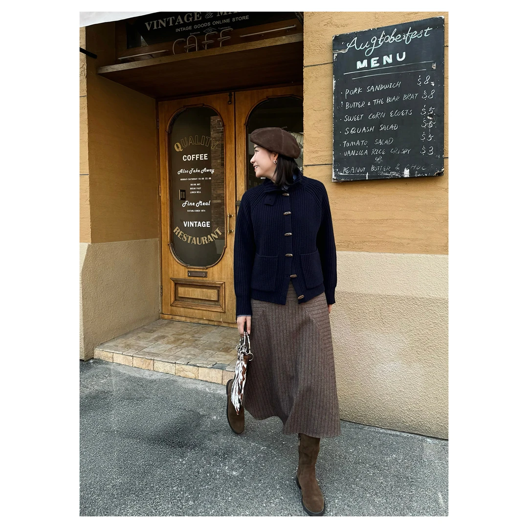 【拼构法则】时尚休闲百搭经典显瘦秋冬款绵羊毛半身中长裙#542016