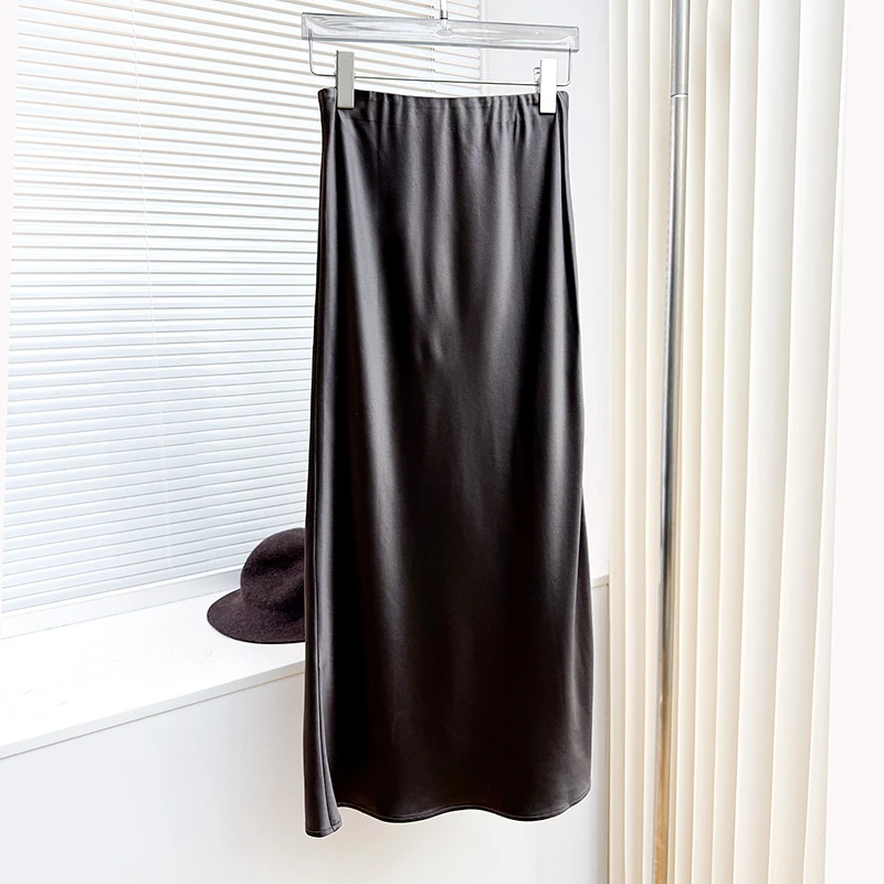 高腰复古开叉优雅复古工装裙半身裙中长款裙子轻职风时尚半裙