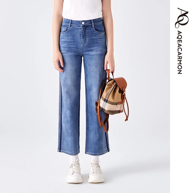 雅格上美 春季女士阔腿牛仔裤 A24CF64J13
