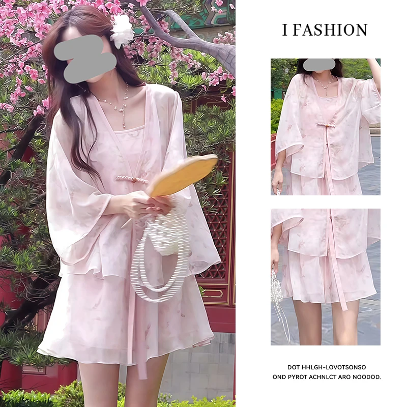 时尚文艺风套装女2025年夏季新款气质女神范外套背心短裙三件套潮