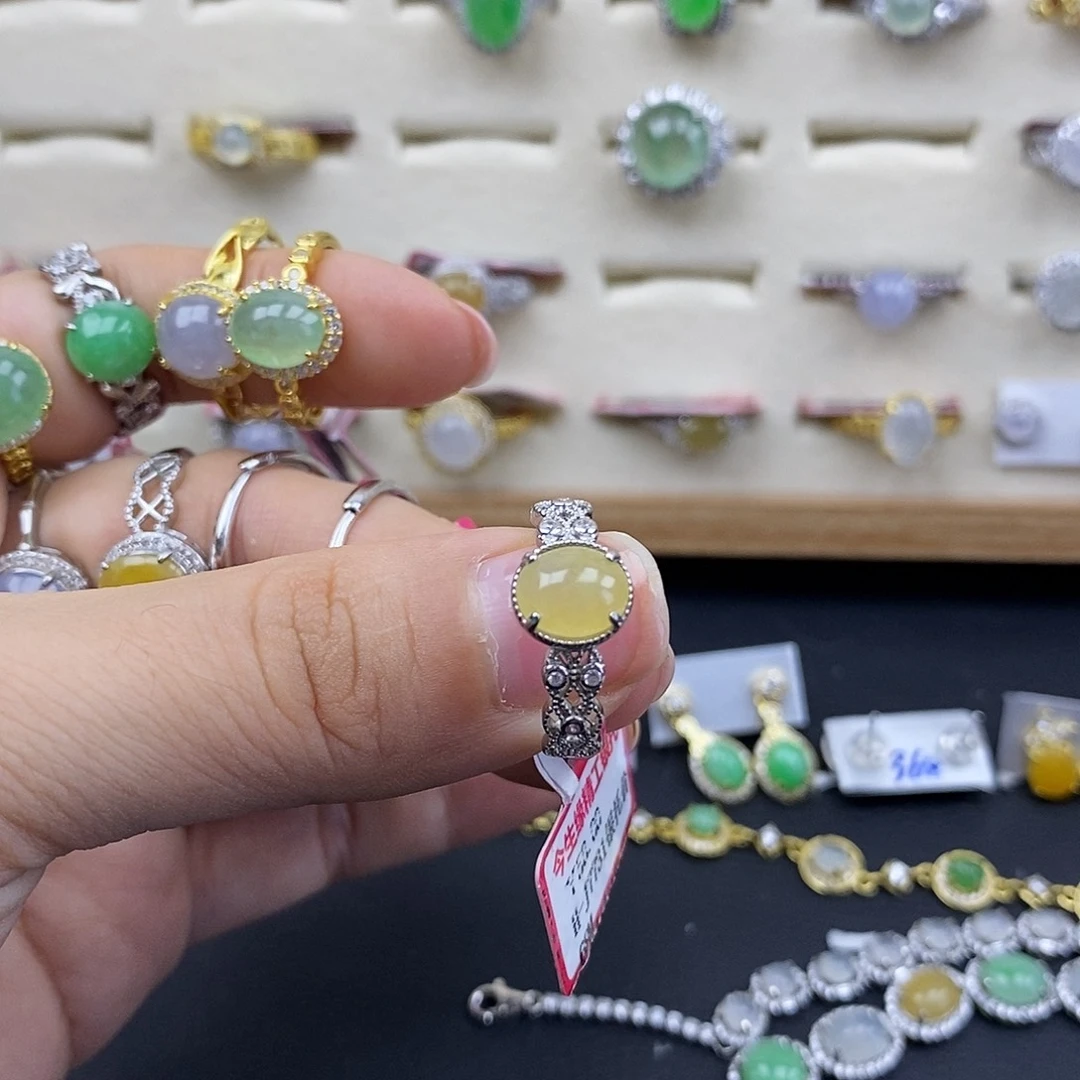 翡翠银S925镶嵌戒指