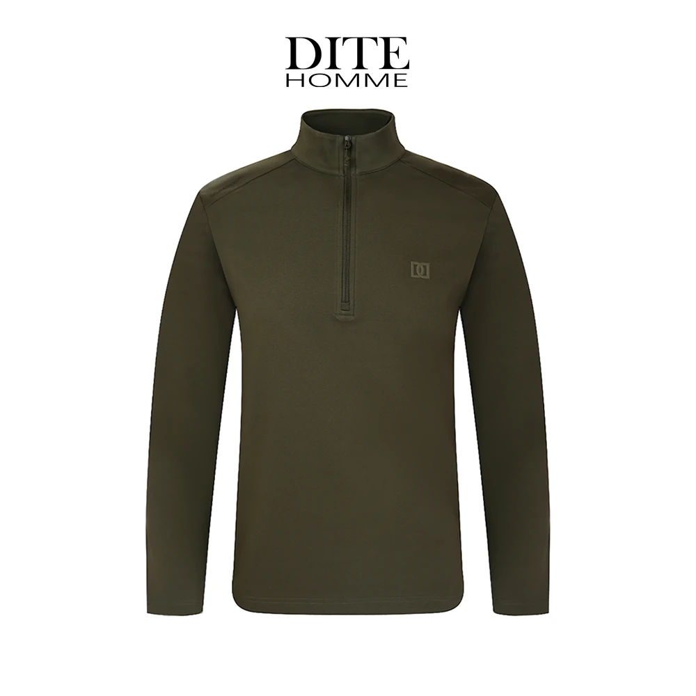 Dite迪特男士秋季新款立领长袖T恤黑色军绿双D钢印标休闲男款
