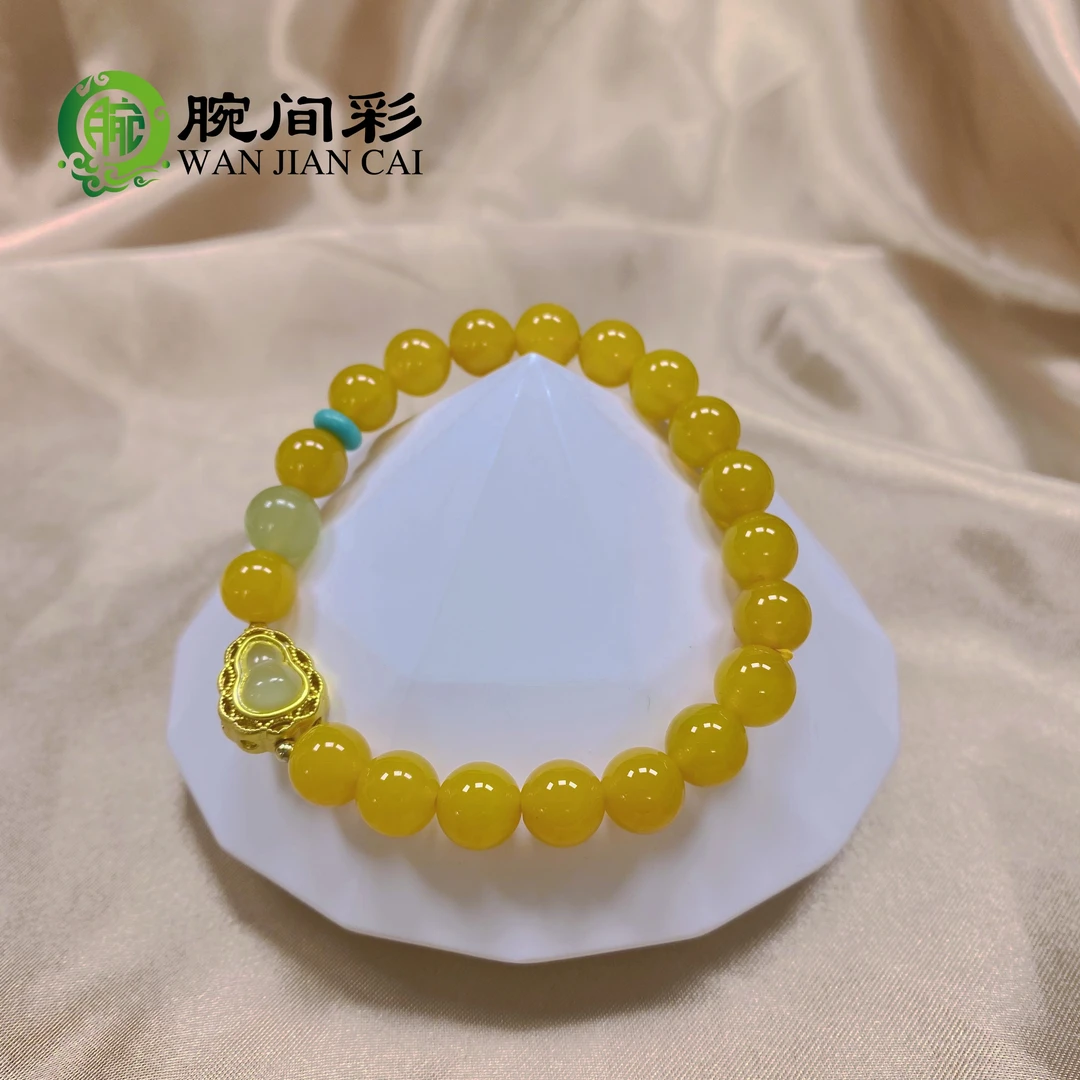 天然黄玛瑙手串搭配葫芦配玉髓手链2907