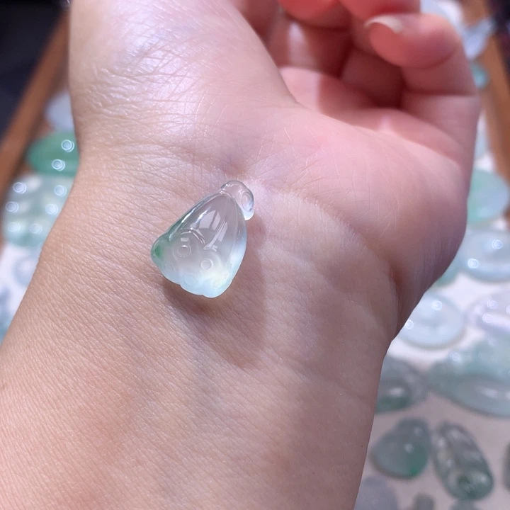 颈饰未镶嵌翡翠高冰飘阳绿莲蓬