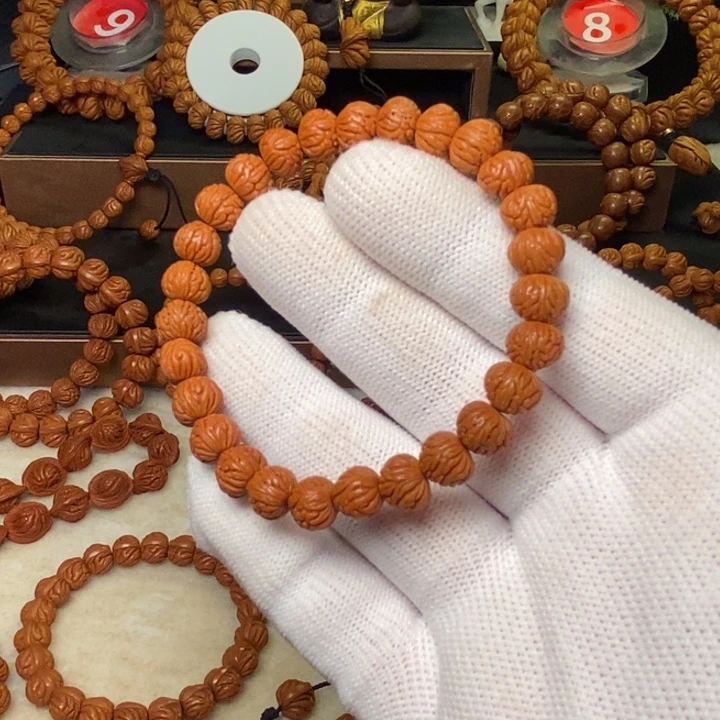 狗***蛋桃核手串秦岭龙纹桃核