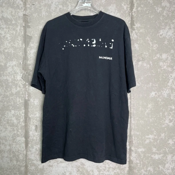 未使用 Balenciaga/巴黎世家 S*1/模糊涂鸦喷墨短袖/10875