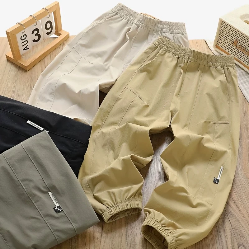 儿童夏季拼接捏褶中大童休闲速干运动长裤 1186