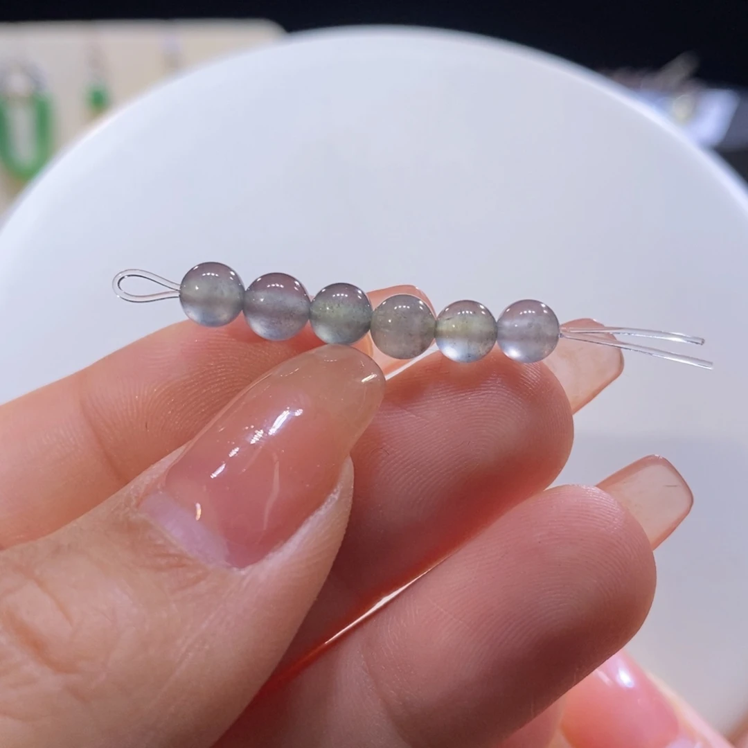 翡翠未镶嵌颈饰翡翠黑冰小圆珠六选一只发一件