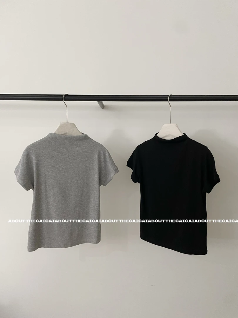 CAICAI秋冬基础内搭半领慵懒打底衫短袖T恤2587