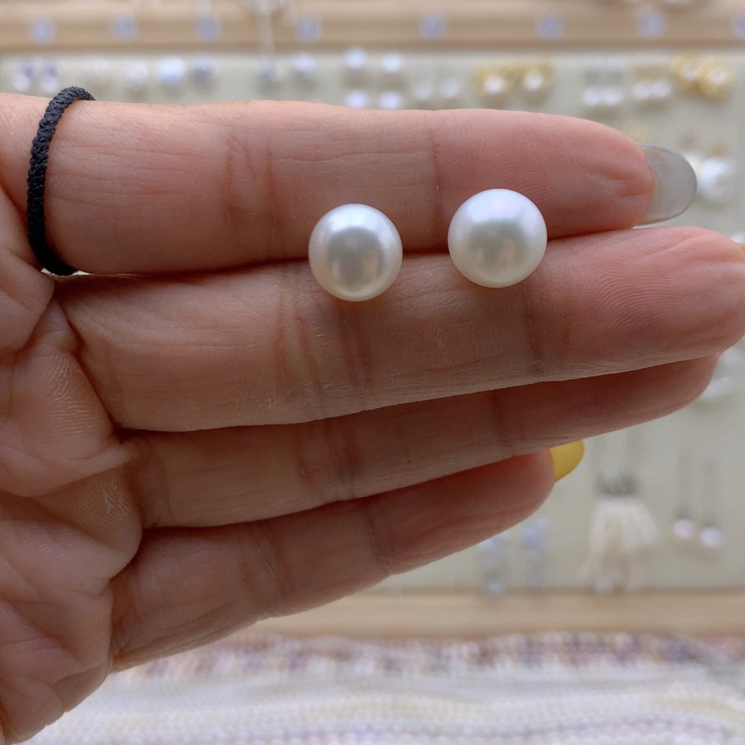 银S925镶嵌淡水珍珠耳饰