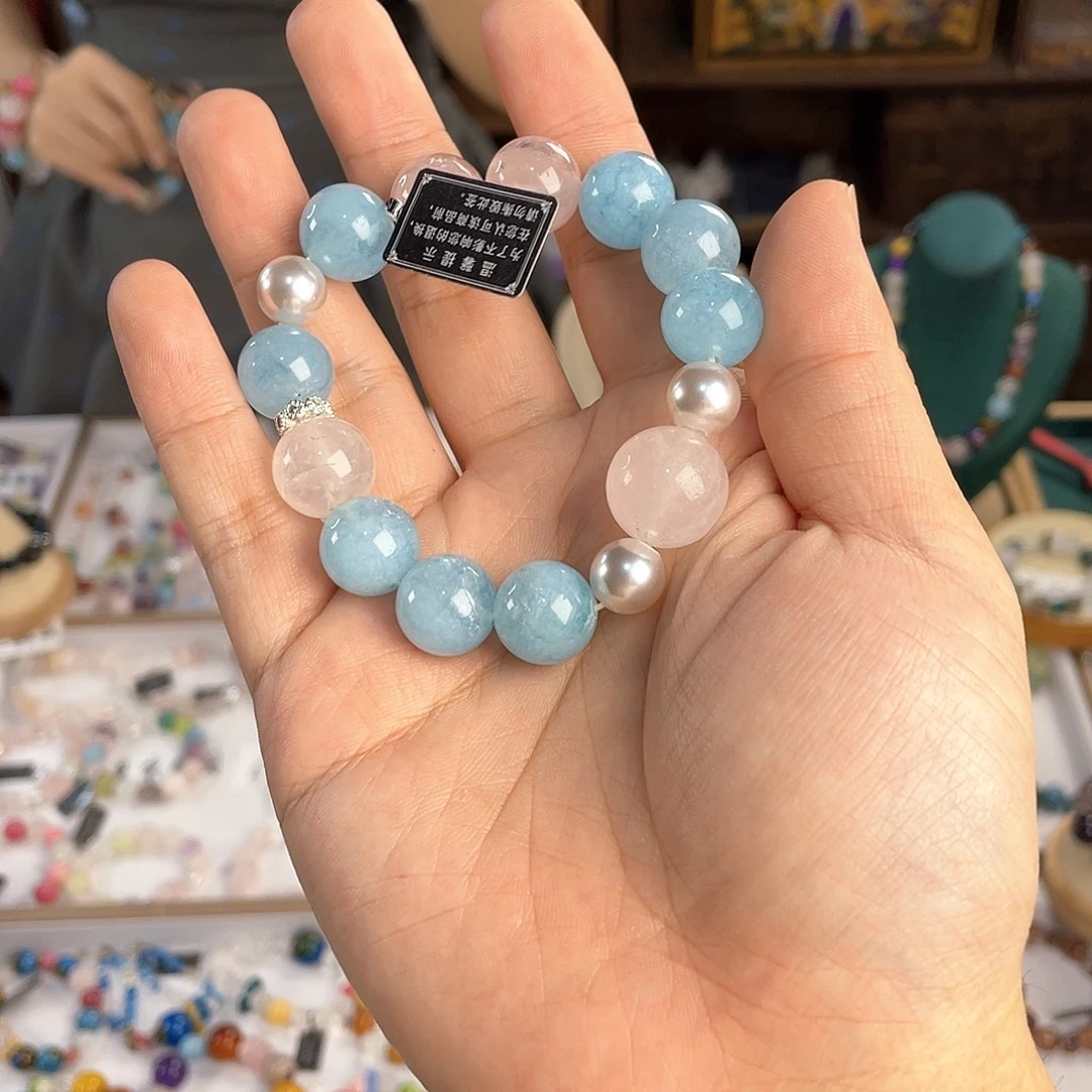 水晶手链银S925镀金镶嵌