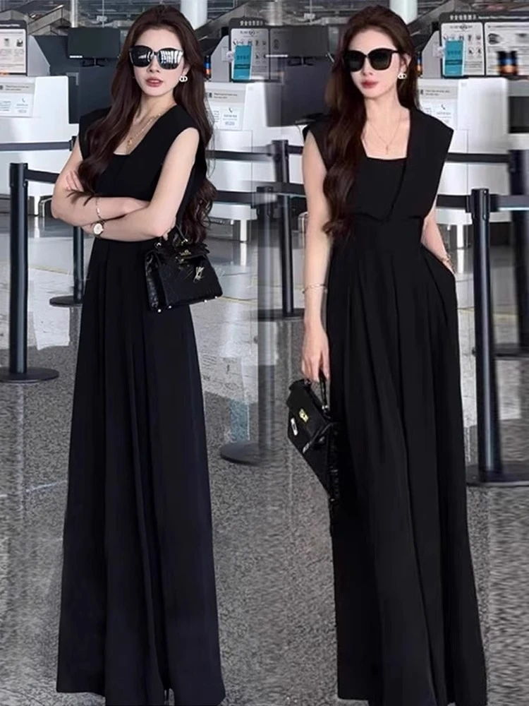 时尚气质套装女2025夏季新款洋气时髦收腰显瘦无袖阔腿连体裤裙潮