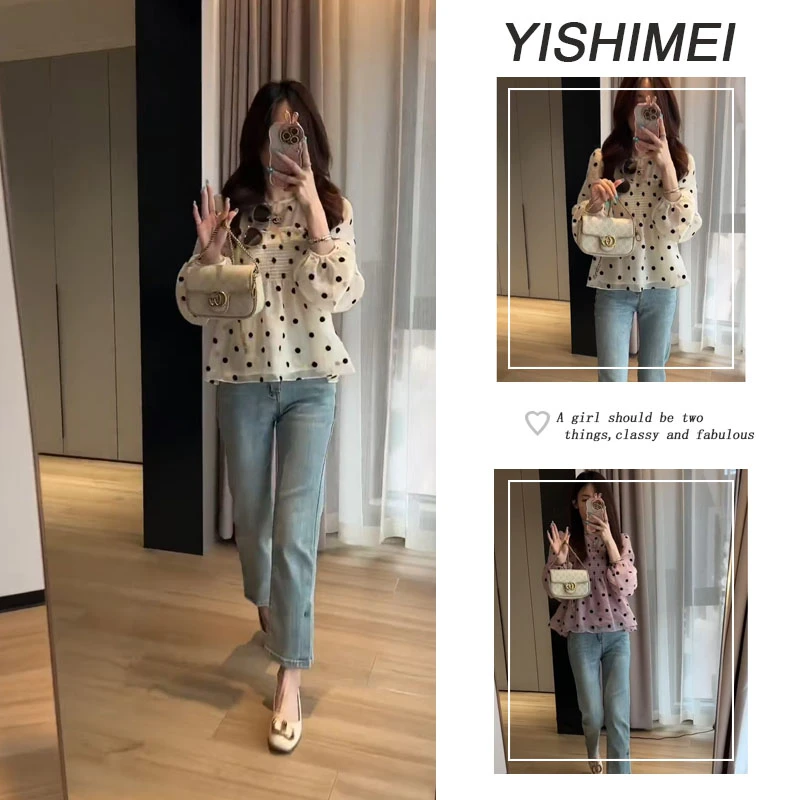 2025夏季穿搭一整套女新款时尚波点上衣百搭显瘦裤子两件套