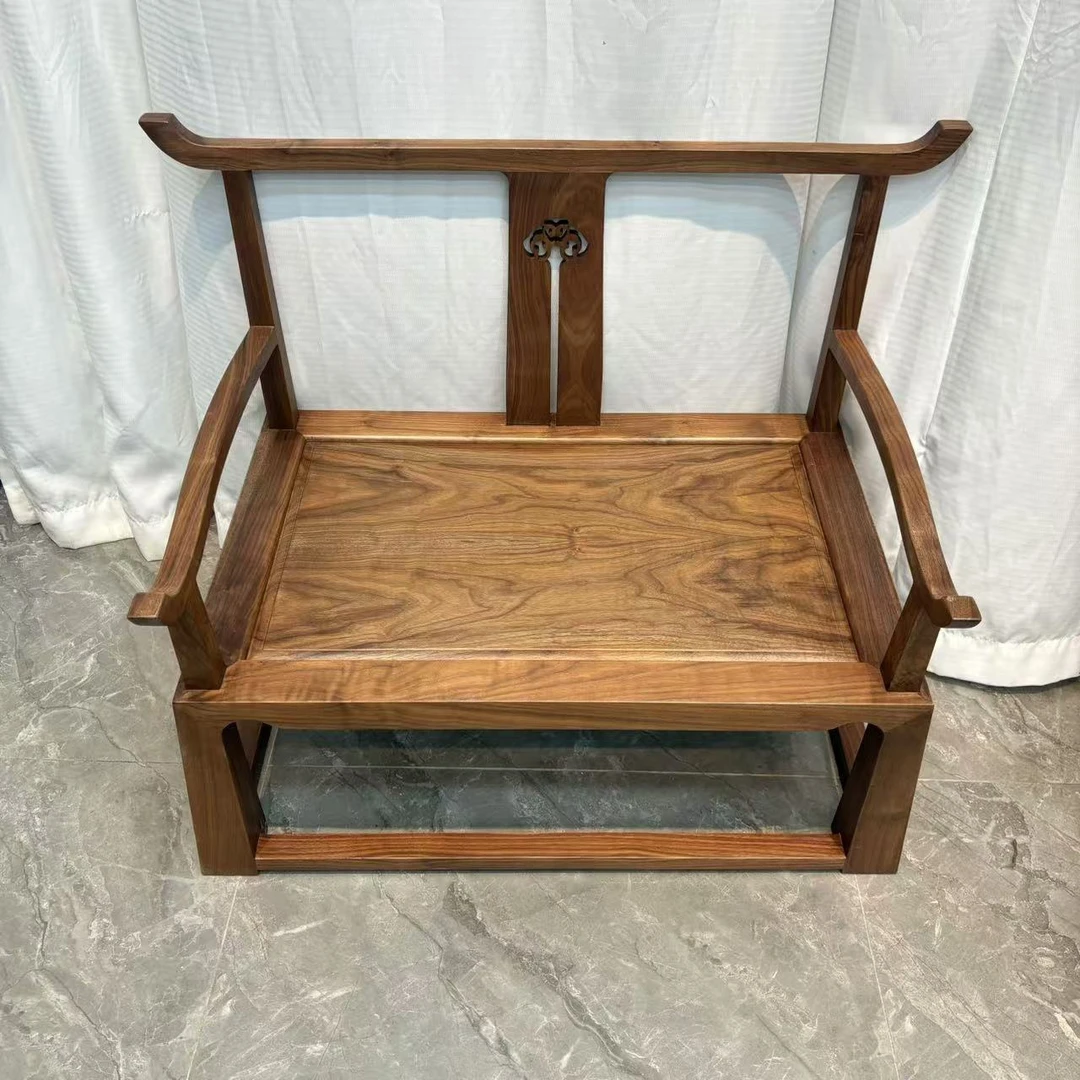 新中式主人茶椅黑胡桃木禅椅泡茶椅实木围椅休闲椅简约木椅打坐椅