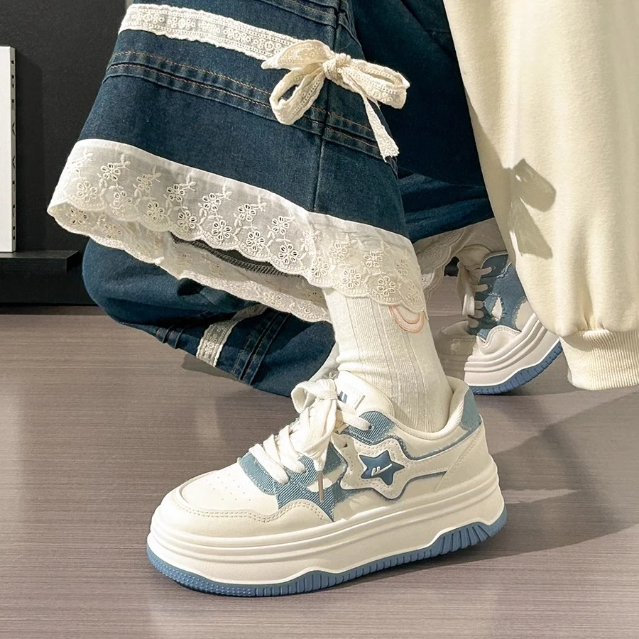 回力星星厚底小白鞋女秋季新款原创设计板鞋女百搭小众大头鞋子女